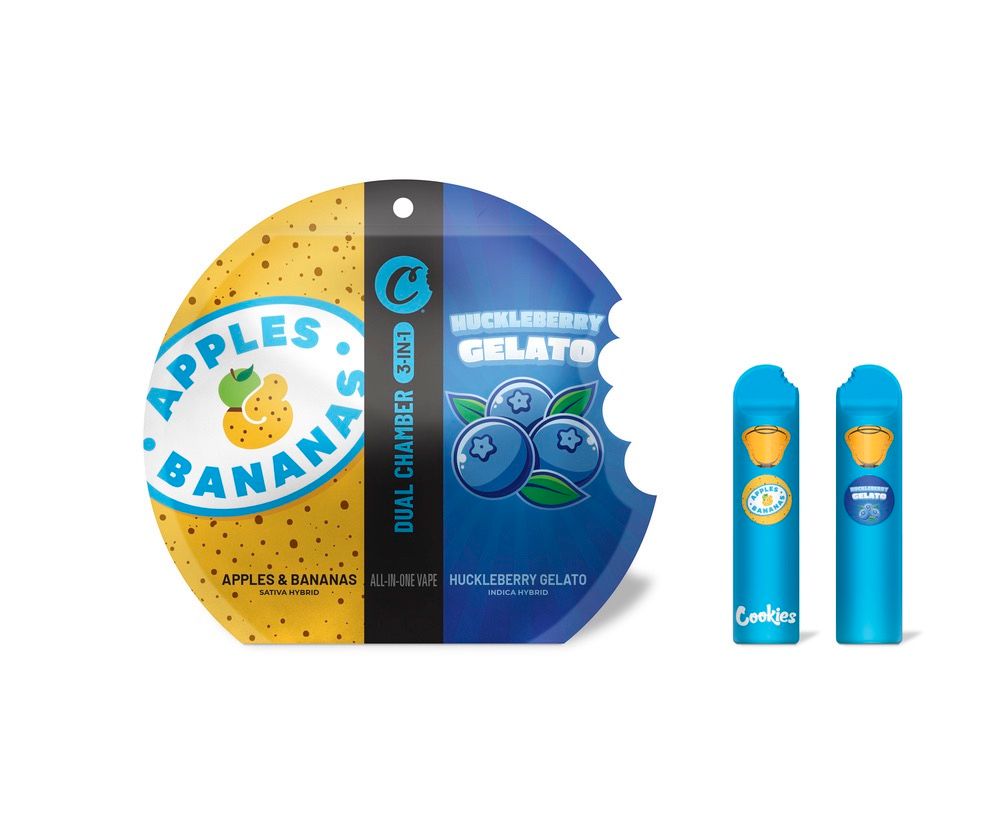 Cookies- Apples and Bananas (S) & Huckleberry Gelato (I) Dual Chamber 3 in 1 AIO 1g