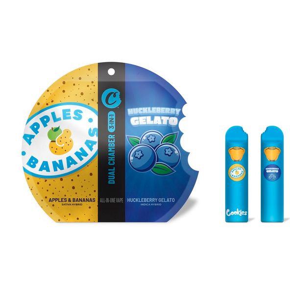 Cookies- Apples and Bananas (S) & Huckleberry Gelato (I) Dual Chamber 3 in 1 AIO 1g