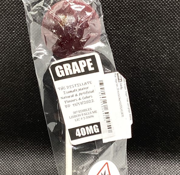 207 Edibles- Grape- Sugar Free- Lollipops- 40MG
