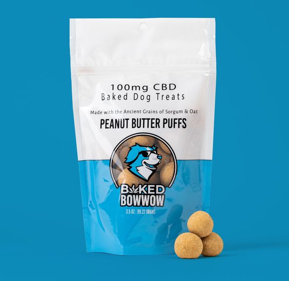 BAKED BOWWOW PEANUT BUTTER PUFFS CBD DOG TREATS 100MG