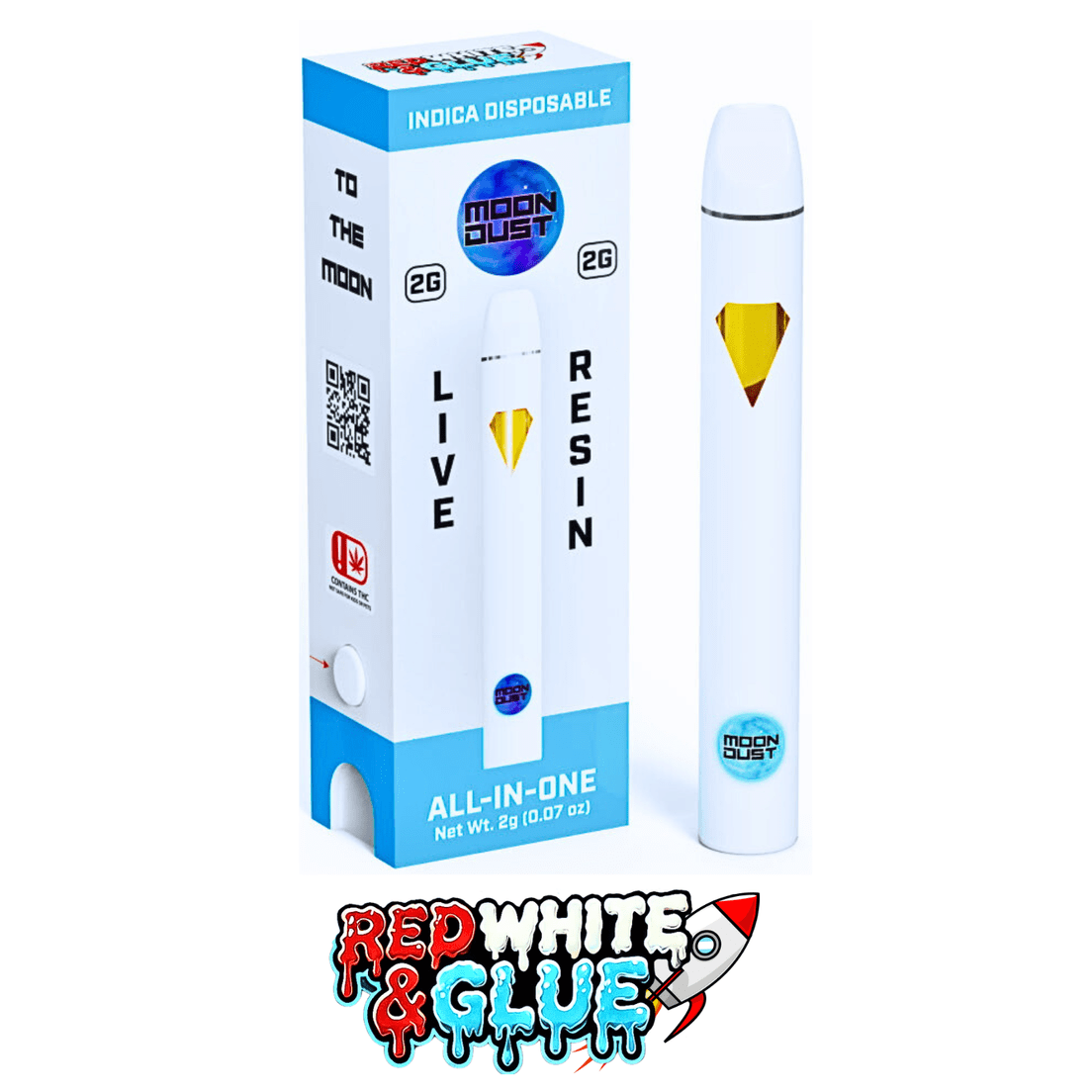 Moondust - 2G - LIVE RESIN DISPOSABLE - RED WHITE & GLUE - INDICA