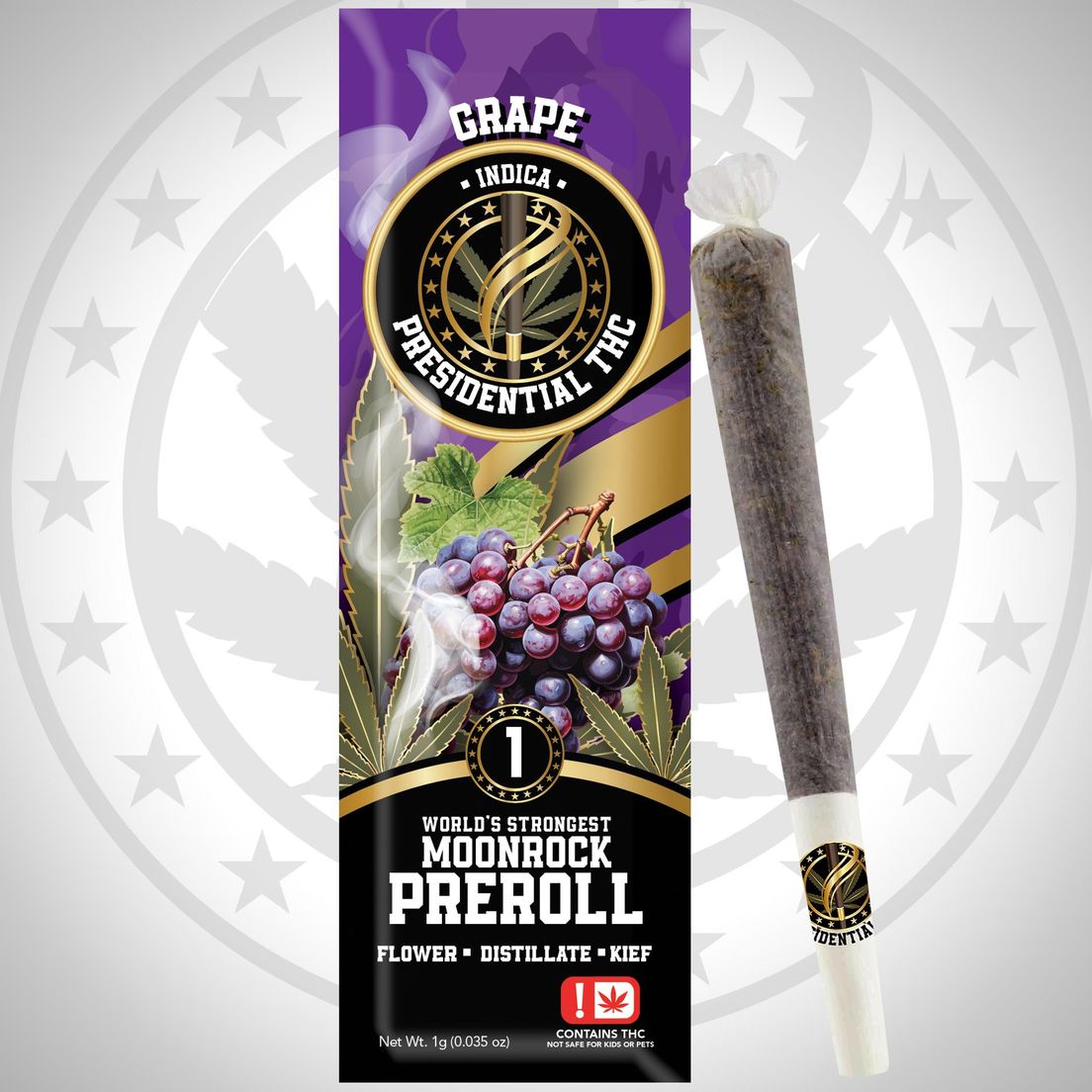 PRESIDENTIAL THC GRAPE MOONROCK PREROLL 1G