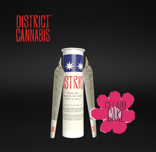 District Cannabis | Gelato Cake | Pre-roll | Hybrid | 0.5g Each, 2-Pack (1g Total)