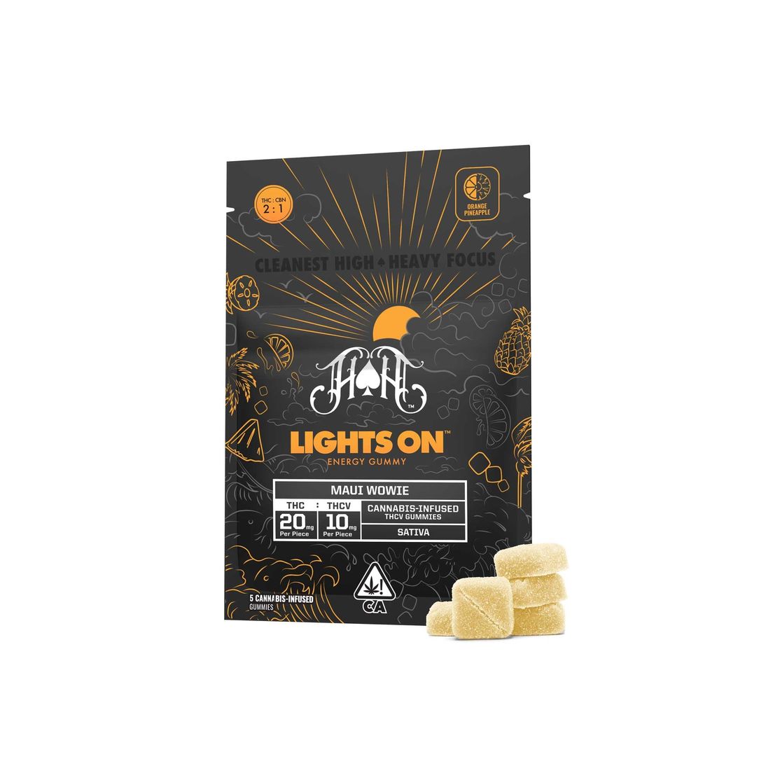 Heavy Hitters Gummies Orange Pineapple 100mg THC / 50mg THCv 2:1