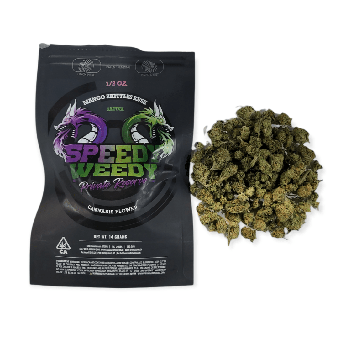 1. Speedy Weedy 28g Small Flower - Quality 8/10 - Sherbmint Cookies (~28%)