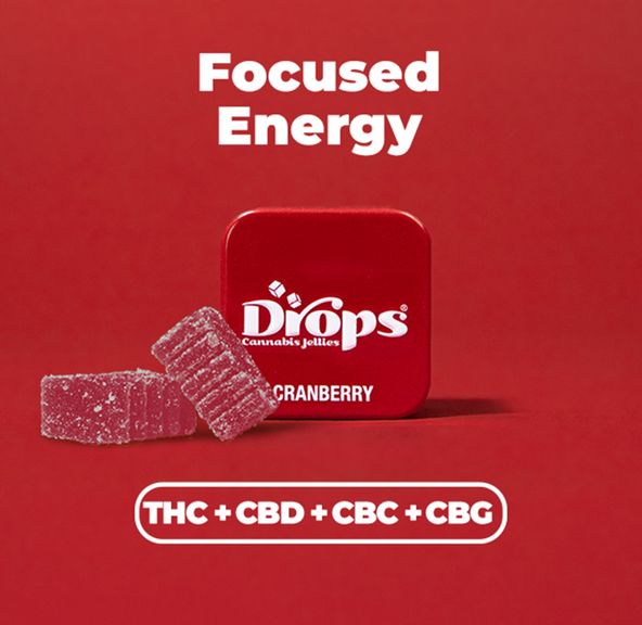 Drops Singles Cranberry Gummies 50mg THC / 50mg CBD / 50mg CBC / 50mg CBG