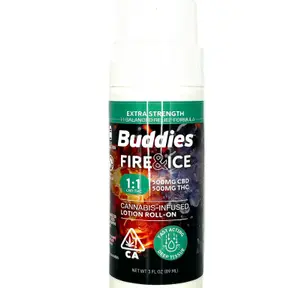 Buddies - Fire & Ice - Roll On - 1:1 500mg THC: 500mg CBD =1000mg! - 3 Oz