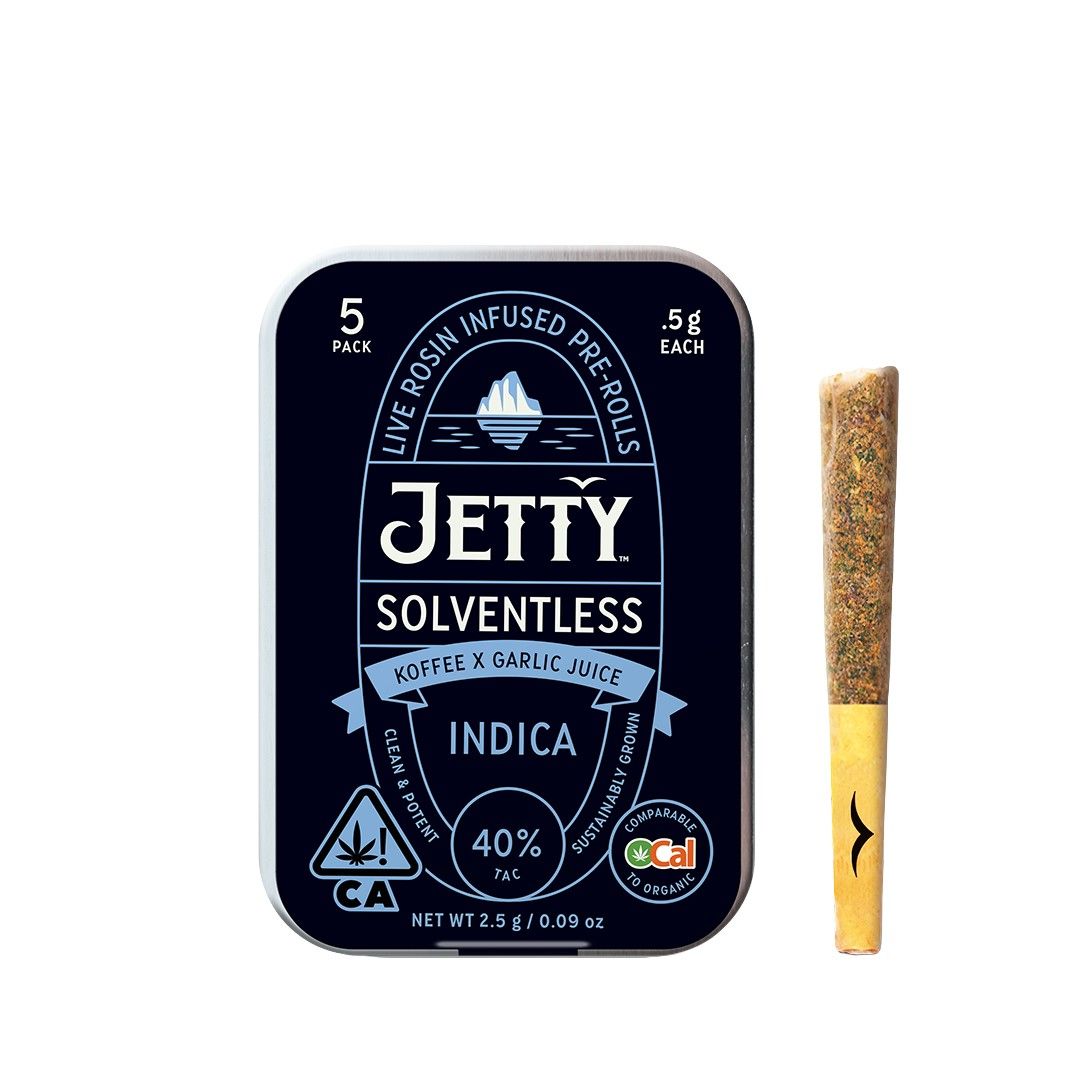 Jetty Live Resin Infused Pre-roll 5pk Koffee x Garlic Juice 2.5g