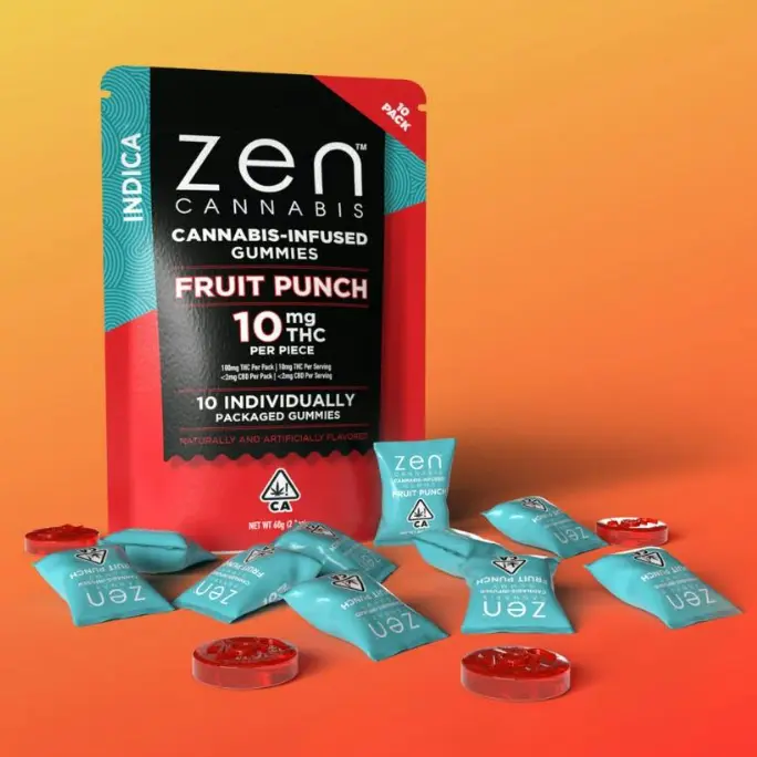 Fruit Punch Indica 100mg 10 Pack Gummies 60.00 g