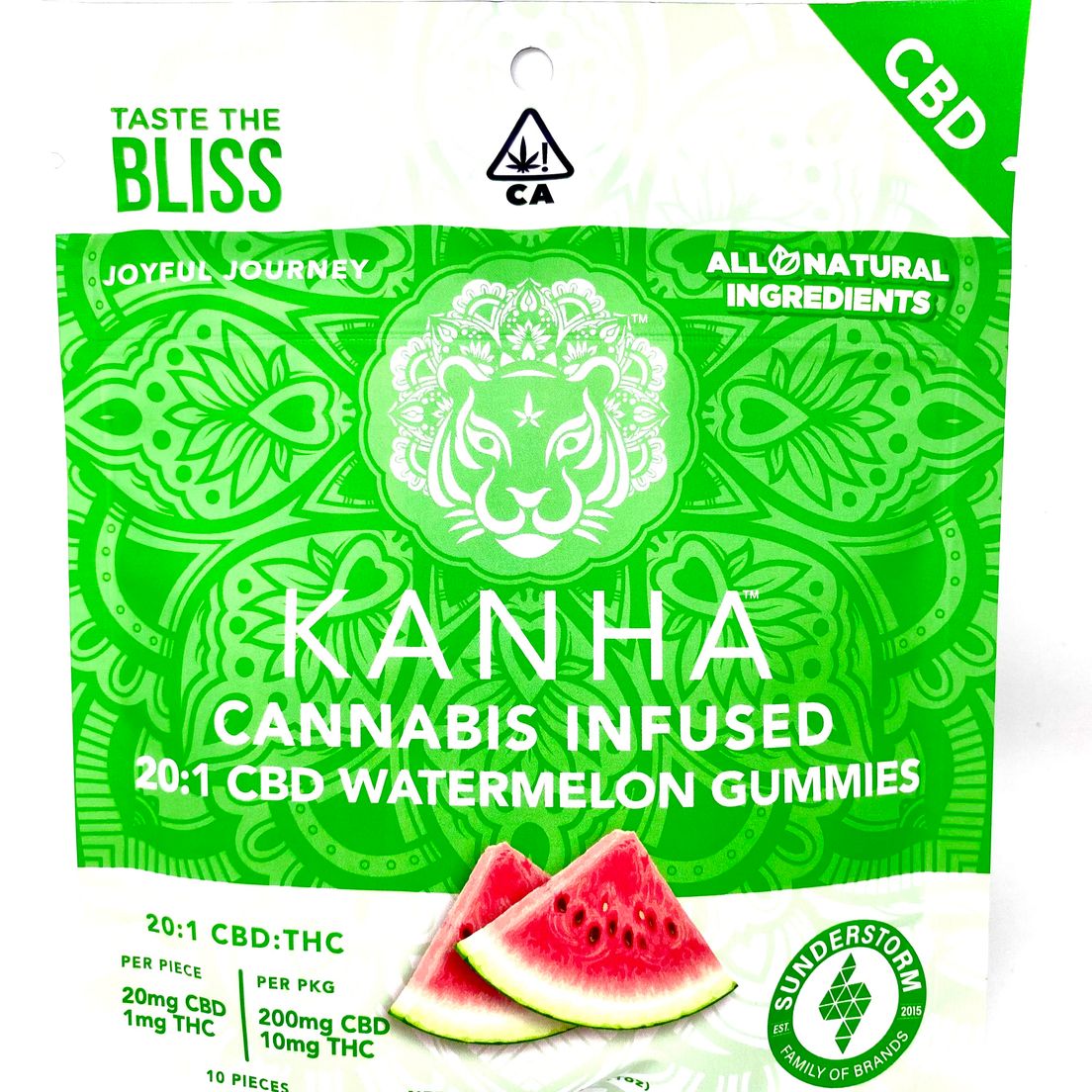 B2G1! - Kanha - CBD - Watermelon - 20:1 - 200mg CBD : 10mg THC, NEW HIGHER DOSAGE!