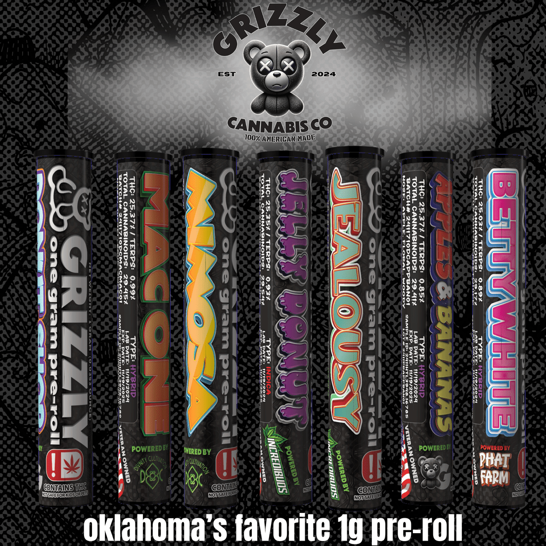 Grizzly 1G Pre Roll (Purple Urkle) Indica