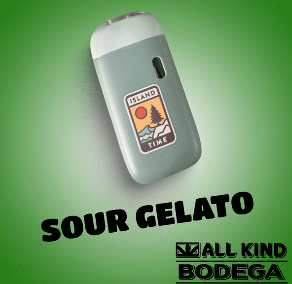 Sour Gelato 1g Disposable Cured Resin Vape Cart (@calendarislands)