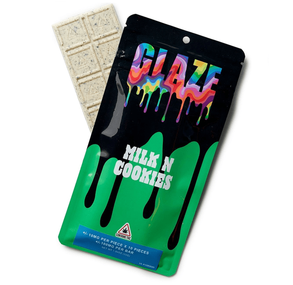 GLAZE Milk & Cookies Chocolate Bar - 10mg square - 100mg total - 10 pcs