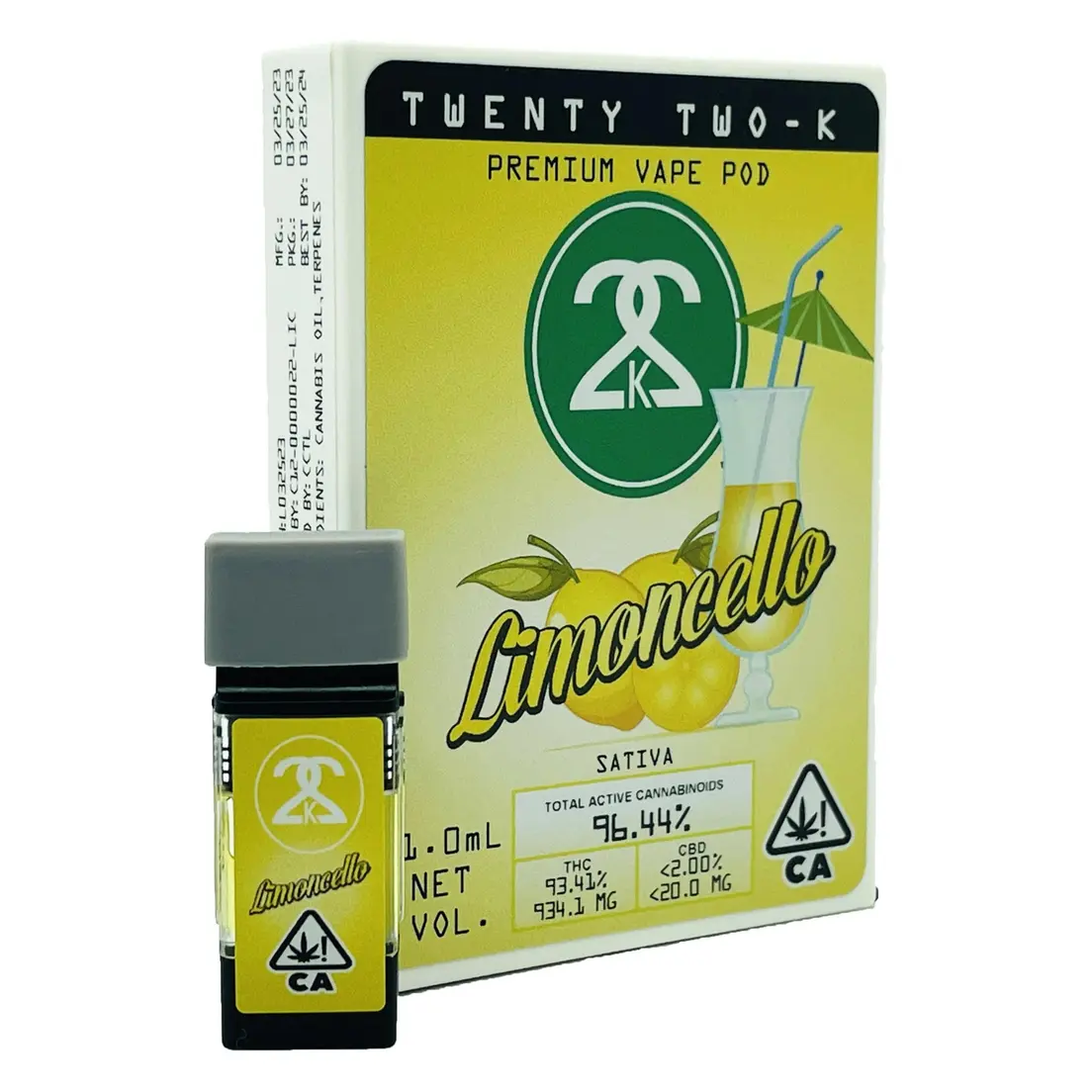 22K | PlugPlay Compatible | Pod | 1g | Distillate | Limoncello