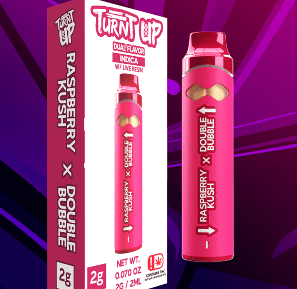 TURNT UP 2G DUAL CHAMBER DISPOSABLE- RASPBERRY KUSH X DOUBLE BUBBLE