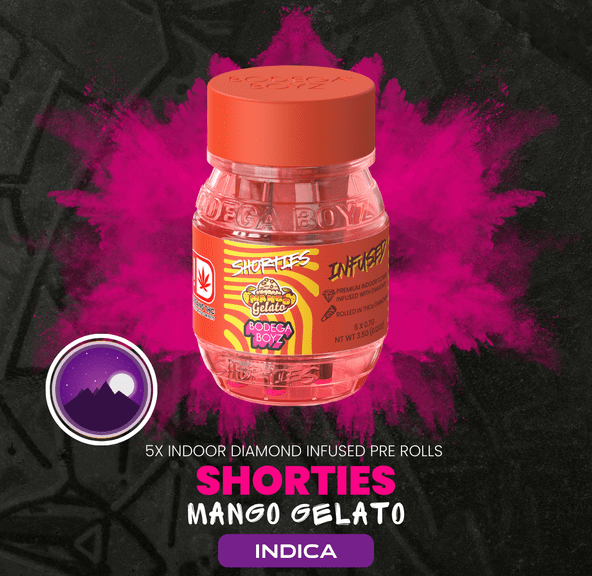 BODEGA BOYZ SHORTIES MANGO GELATO 5 PACK DIAMOND INFUSED PREROLLS 3.5G