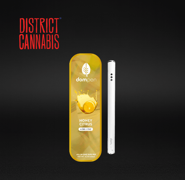 District Cannabis | Dom Pen Disposable Vape Cart | 4:1 Honey Citrus | 1g | Hybrid