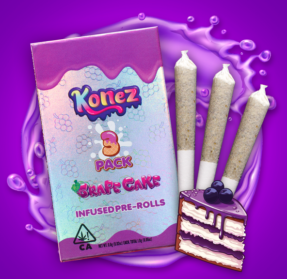 Grape Cake Infused Pre Rolls 3 Pack 1.8g - KONEZ