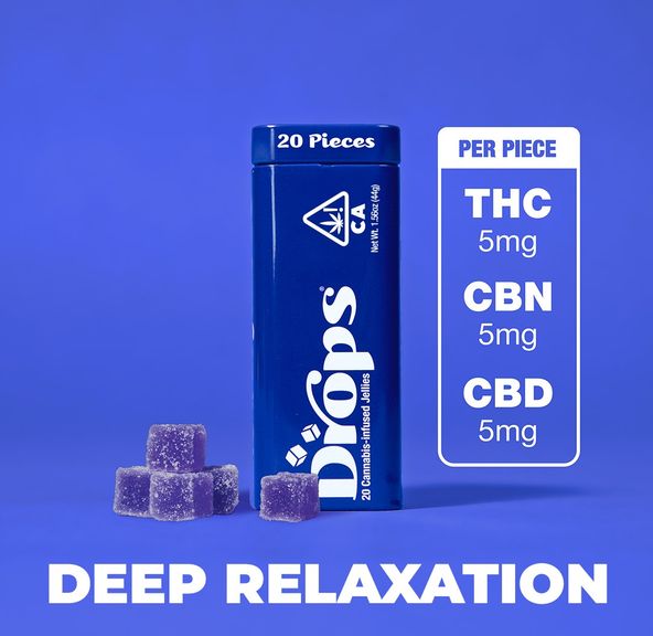 Drops 20pk Black Currant Gummies 100mg THC / 100mg CBD / 100mg CBN