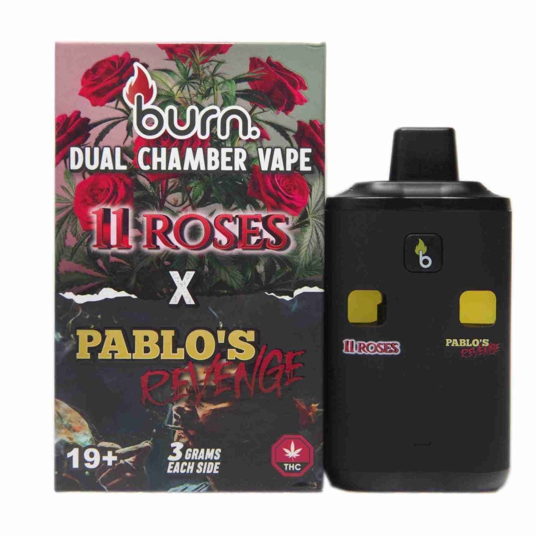 6 Gram Dual Chamber Burn Disposable – 11 Roses + Pablo’s Revenge (3+3 Gram)