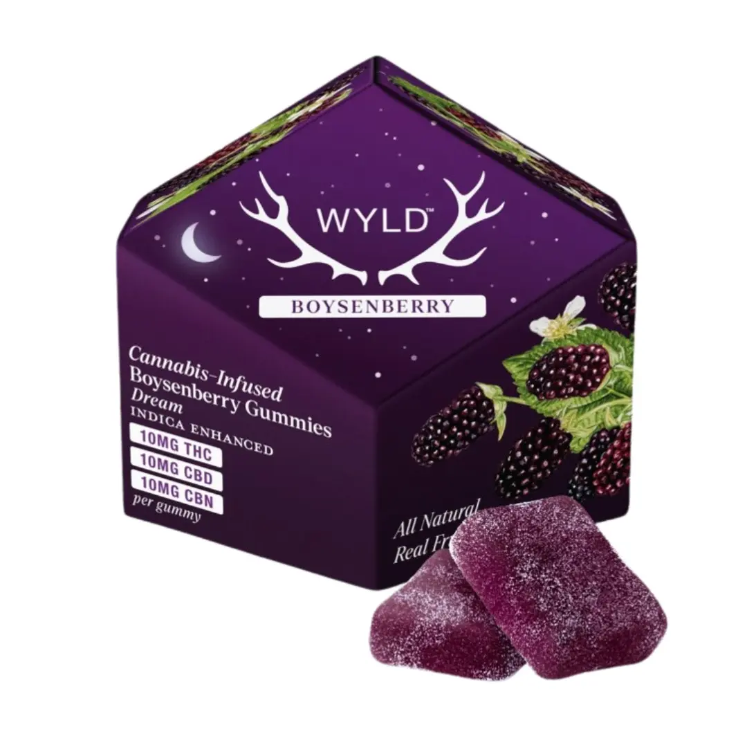 Wyld Fruit Chews Boysenberry 100mg THC / 100mg CBD / 100mg CBN 1:1:1