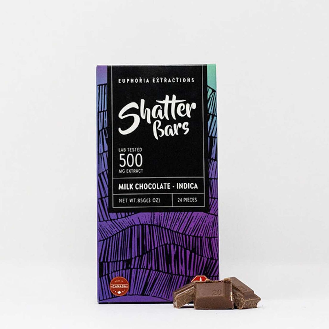 500mg Indica Milk Chocolate Shatter Bar by Euphoria Extractions