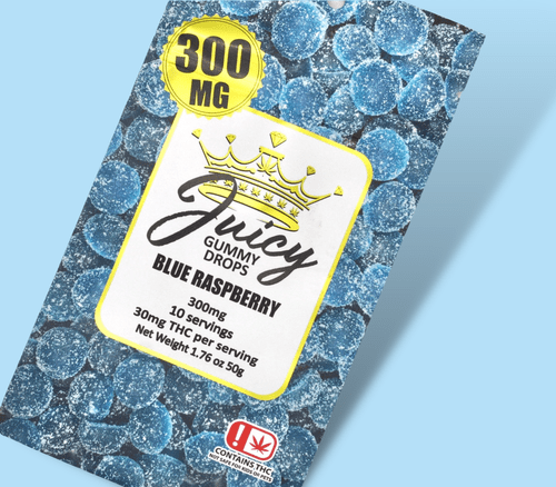 Blue Raspberry 300mg-10 count-Juicy Gummy Drops