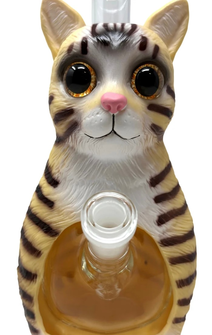 BDBC9" Silicone cat-shaped glass water pipe