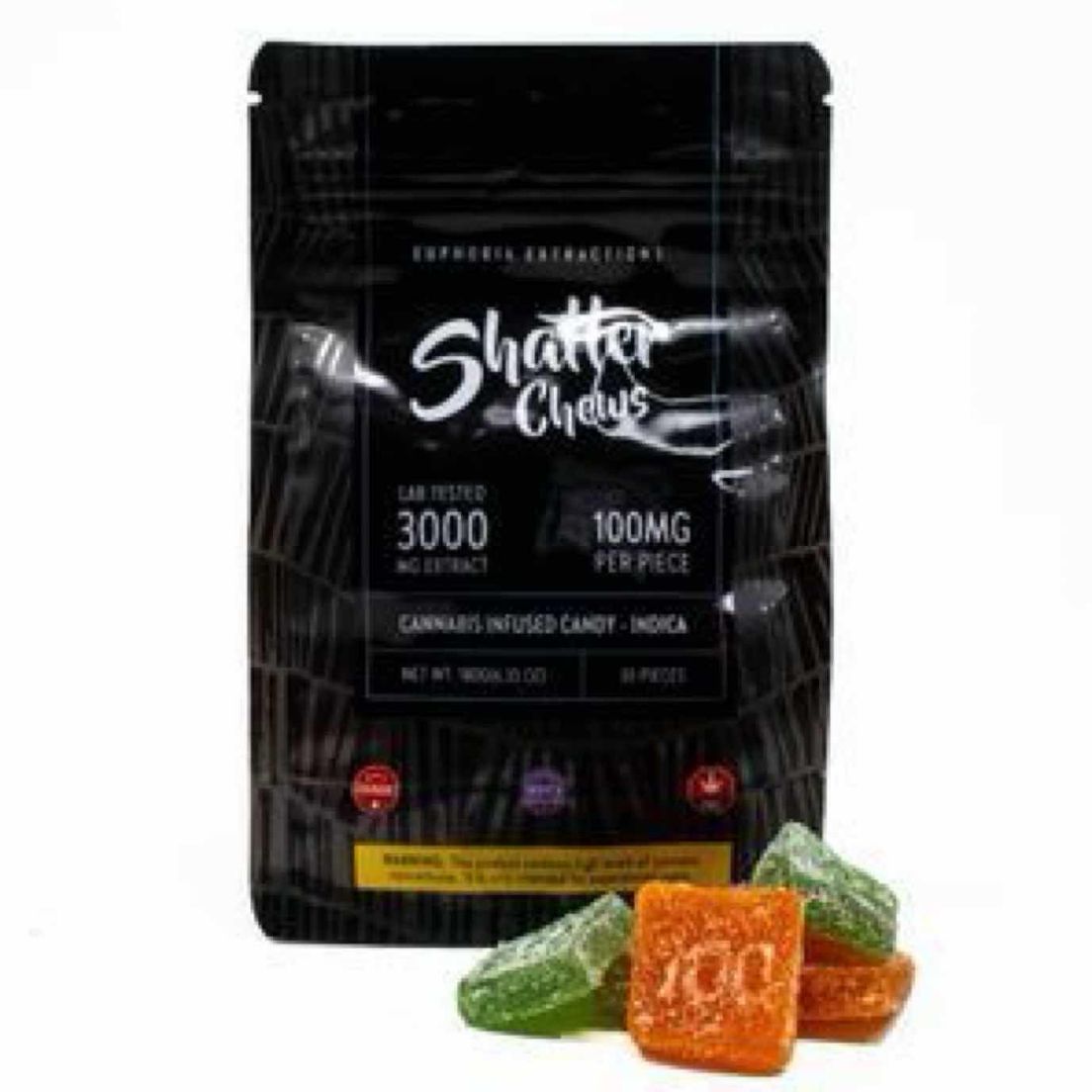 3000mg Indica Party Pack Shatter Chews by Euphoria Extractions (100mgx30)