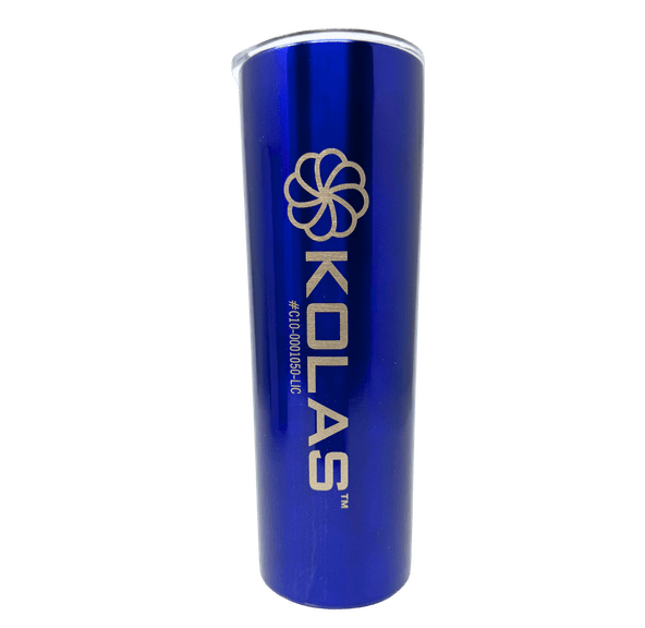 Kolas Branded Water Bottle Tumbler w/ Straw Blue