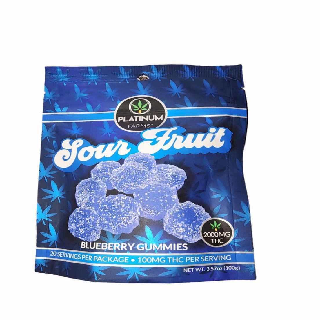 Platinum Farms Blueberry Sour Fruit Gummies 2000mg