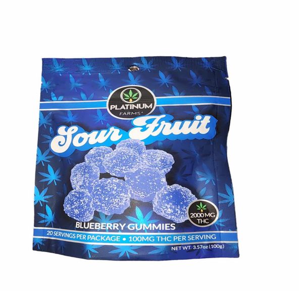 Platinum Farms Blueberry Sour Fruit Gummies 2000mg
