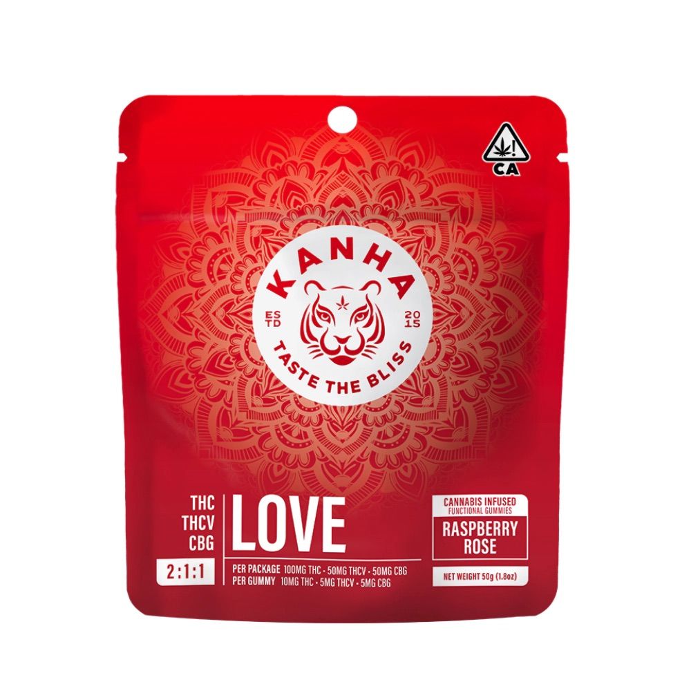 Kanha- Love Raspberry Rose 2:1:1 Gummies (THC:THCV:CBG) 100mg (H)