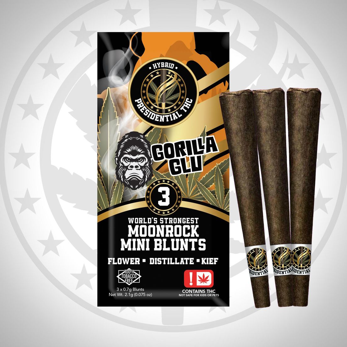 Presidential Moonrock Mini Blunts 3pk (Gorilla Glu)