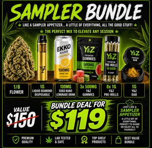 Y&Z Sample Bundle: Flower, Disposable, Drink, Gummies, Pre-Rolls, Dabs