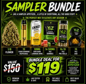 Y&Z Sample Bundle: Flower, Disposable, Drink, Gummies, Pre-Rolls, Dabs