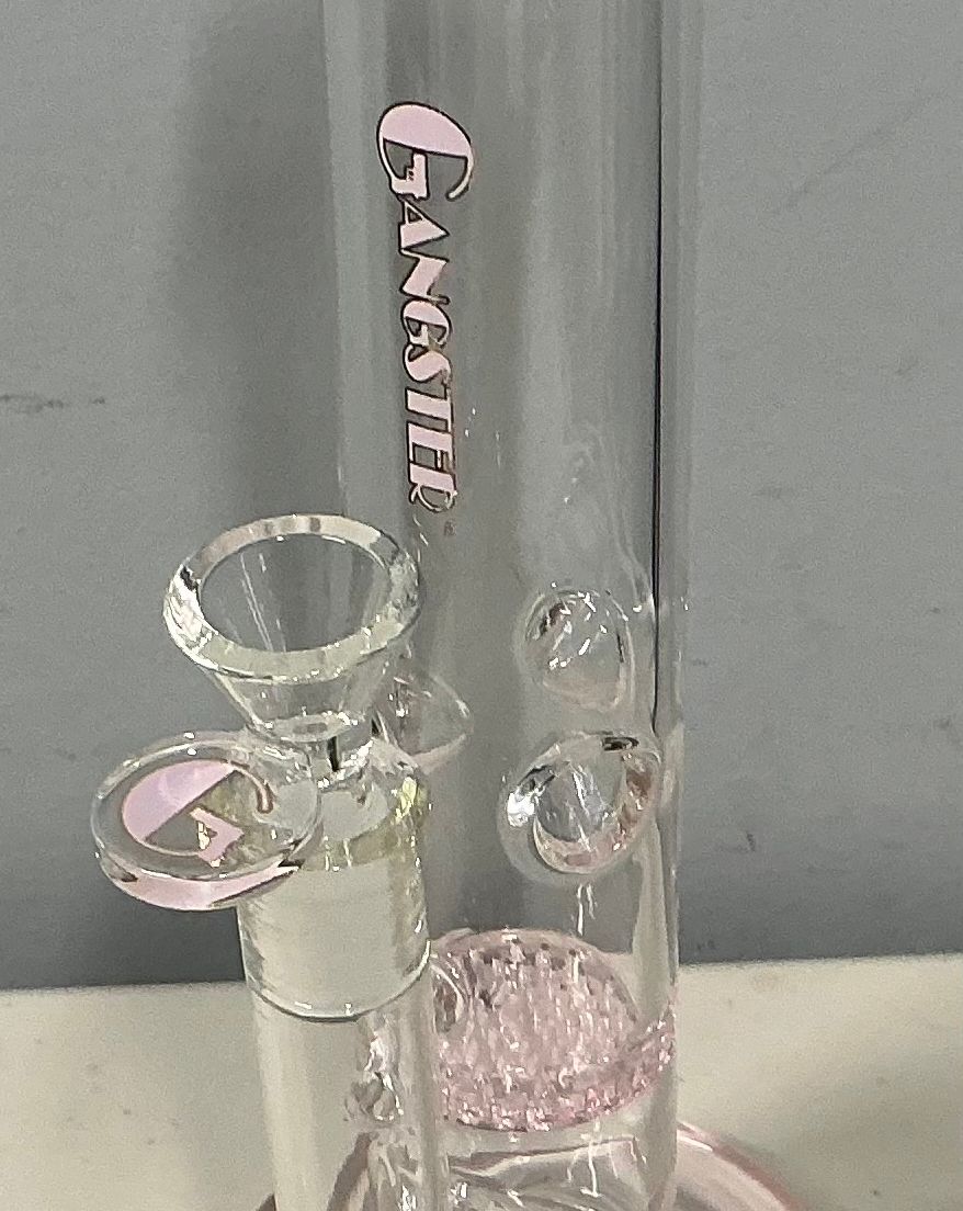 GBSP Gangster tube Perc bong 8.5” Pink/ GREEN/ Black