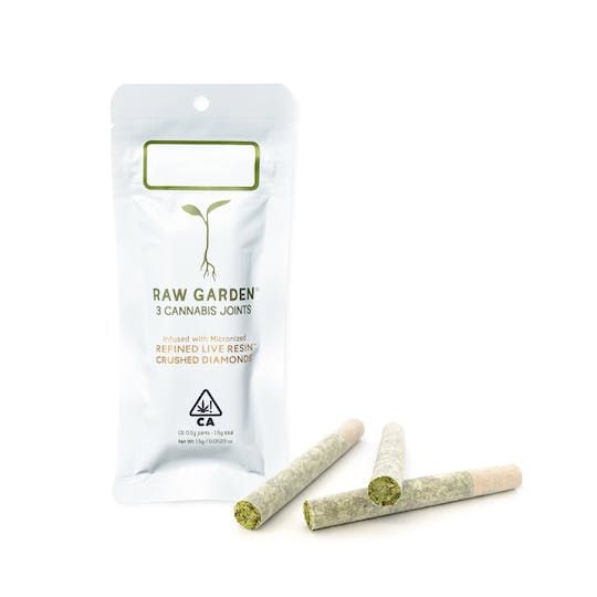 Raw Garden - Space Station OG (3) Crushed Diamond Infused Joints