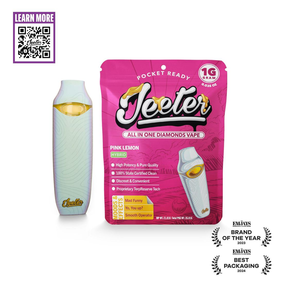 Jeeter Concentrates - AIO Liquid Diamond 1G Vape Cartridge Pink Lemon