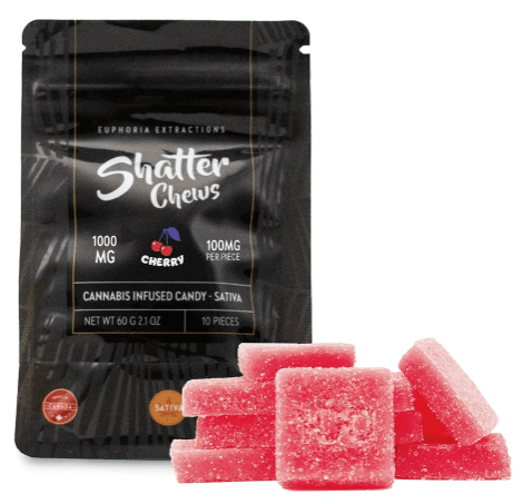 1000mg Sativa Cherry Shatter Chews by Euphoria Extractions (100mg x10)