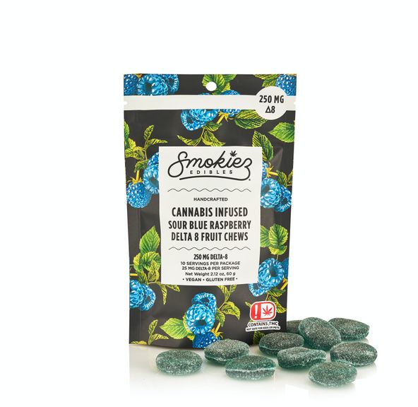 Blue Raspberry Delta-8 THC Fruit Chews 250mg