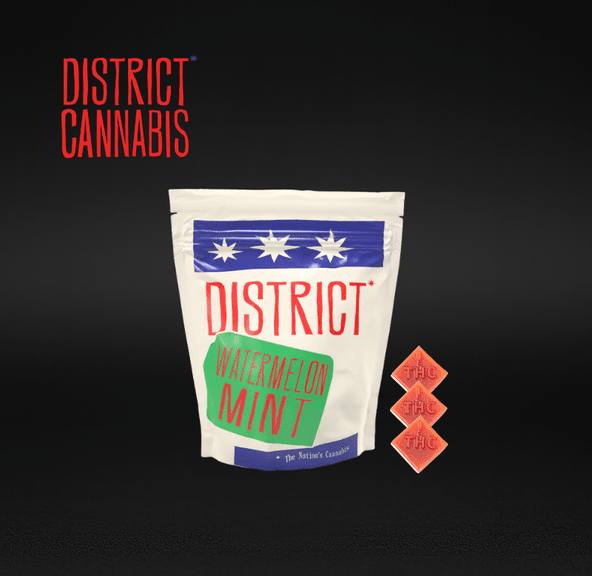 District Cannabis | Watermelon Mint Chewable Troche | THC Gummies | 20mg THC | 10-Pack (200mg THC Total)