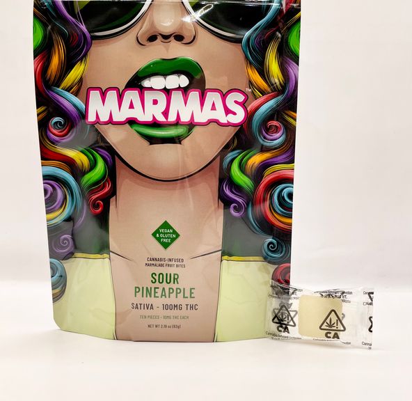 100mg Sour Pineapple (Sativa) Vegan Fruit Bites - Marmas
