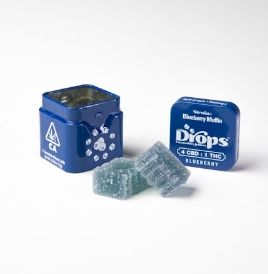 Drops - Blueberry 4:1 CBD:THC Rosin Gummies 100mg (2pcs)