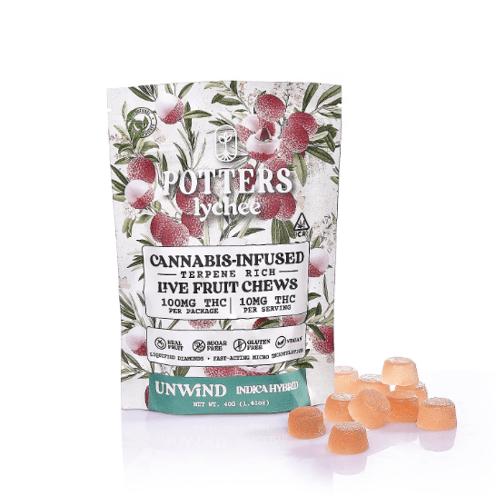 PRE-ORDER ONLY 100mg Lychee Sugar-Free Live Fruit Chews - Potters