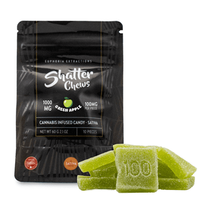 1000mg Sativa Green Apple Shatter Chews by Euphoria Extractions (100mg x10)