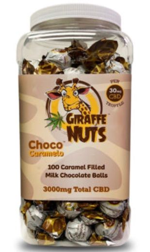 GIRAFFE NUTS CHOCOLATE TRUFFLE BALLS: 100 Count 30mg Choco Caramelo