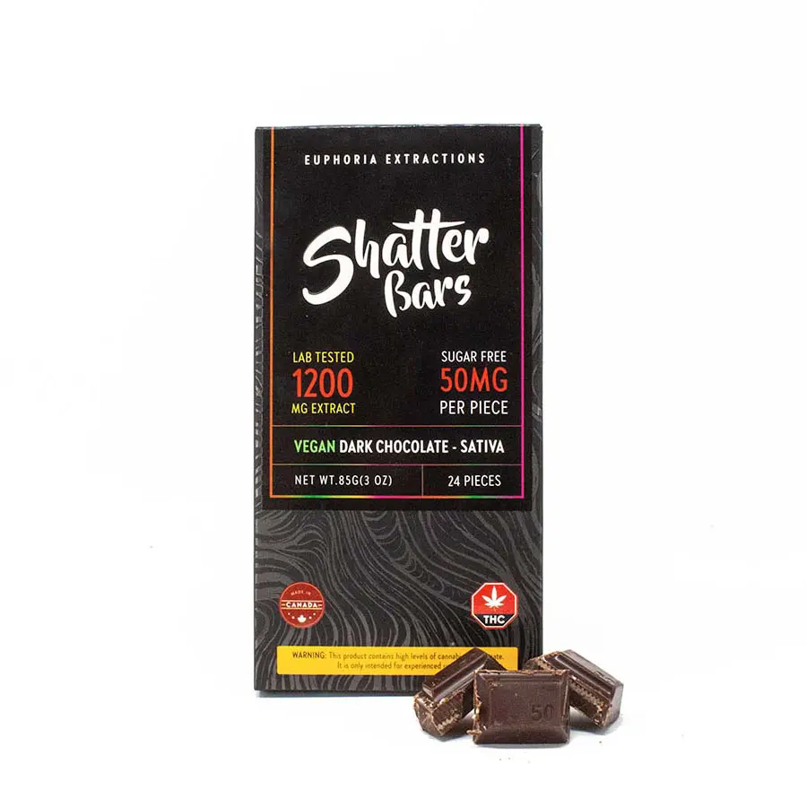 1200mg Sativa Dark Chocolate Vegan Shatter Bar by Euphoria Extractions