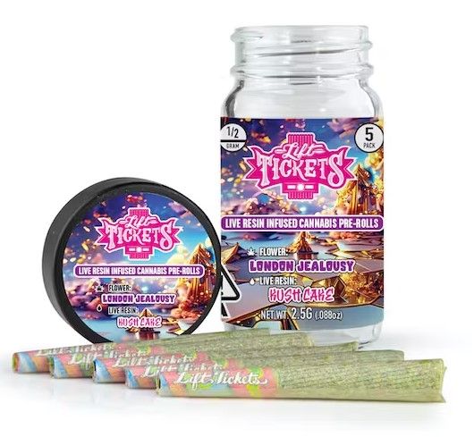 Lift Tickets - Brilliance - London Jealousy x Kush Cake (30.5% Indica Hybrid) - .5g Pre-Roll x 5-Pack