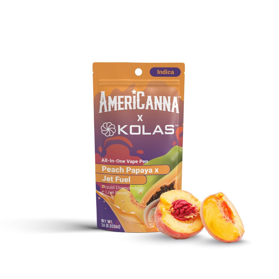 AmeriCanna x Kolas AIO Vape Papaya Peach x Jet Fuel 1g